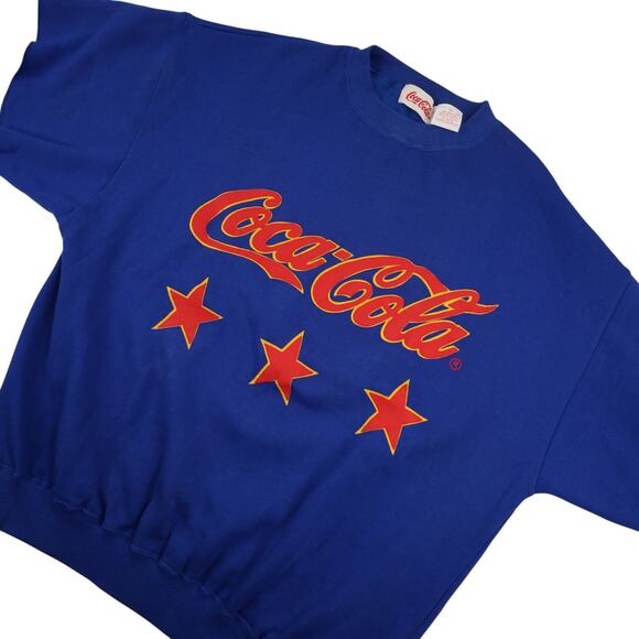 Vintage 90s Coca Cola Spellout Short Sleeve Sweatshirt - Picture 2 of 9